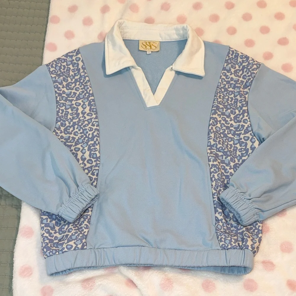 SSYS Blue Animal Print Inset Sweatshirt - Picture 3 of 7